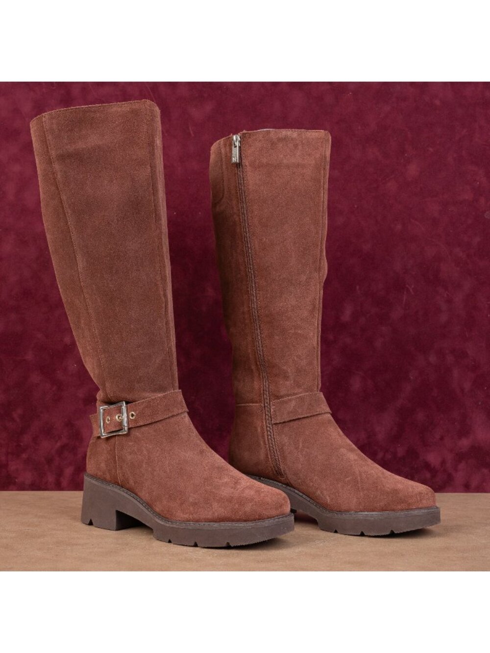 Naturalizer Women Darry Waterproof Wide Calf Capuccino Brown Suede Knee Boots 7